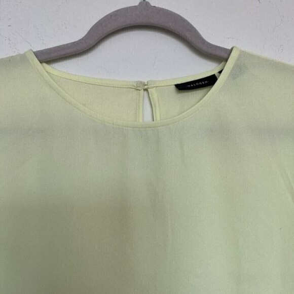 𝅺HALOGEN Top blouse SMALL Yellow Cap Sleeve casual NWT - Picture 5 of 11